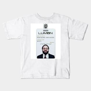 Severance series lumon industries DYLAN GEORGE Badge fan works graphic design by ironpalette Kids T-Shirt